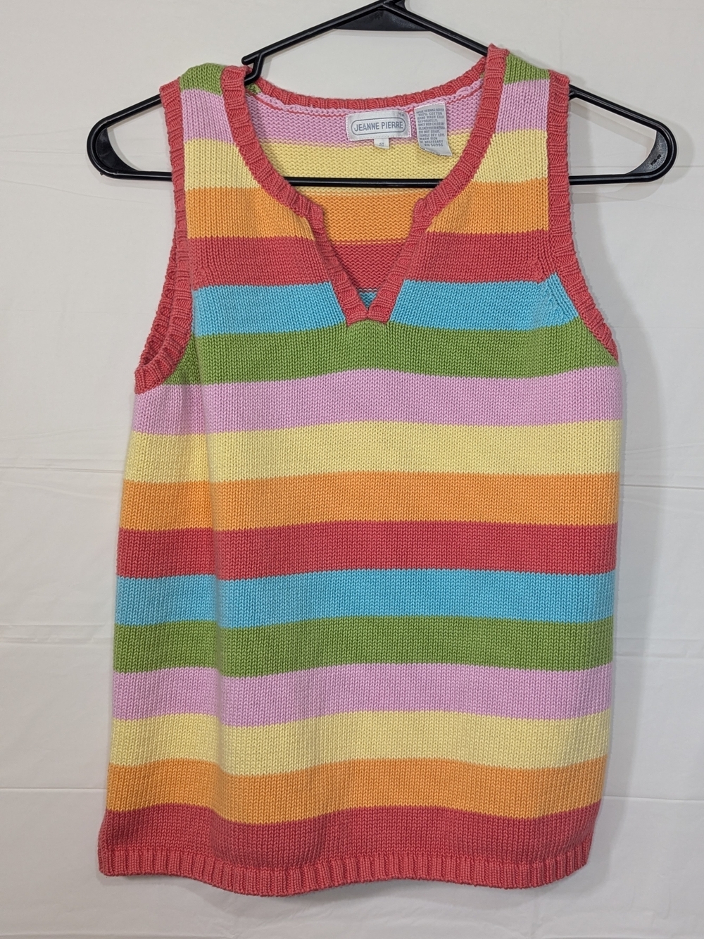 Jeanne Pierre Rainbow Stripe Knit Tank Top Sleeveless Preppy Y2K Small
